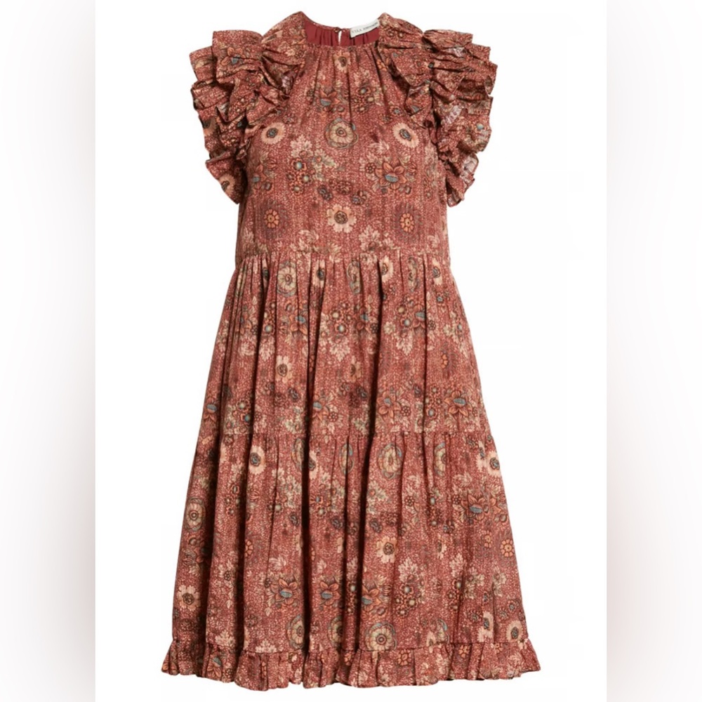 Ulla Johnson Adele Flutter Sleeve Mini Dress In R… - image 2